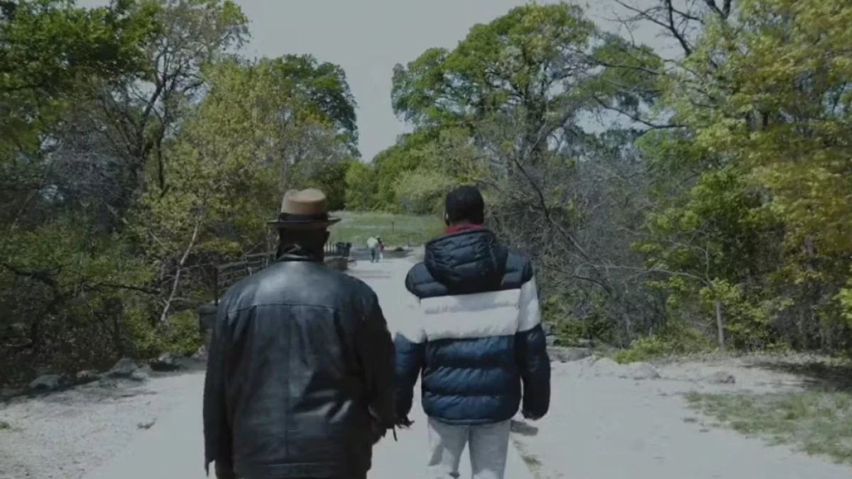 A family walking together on a path