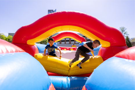 Kids jumping in inflatable