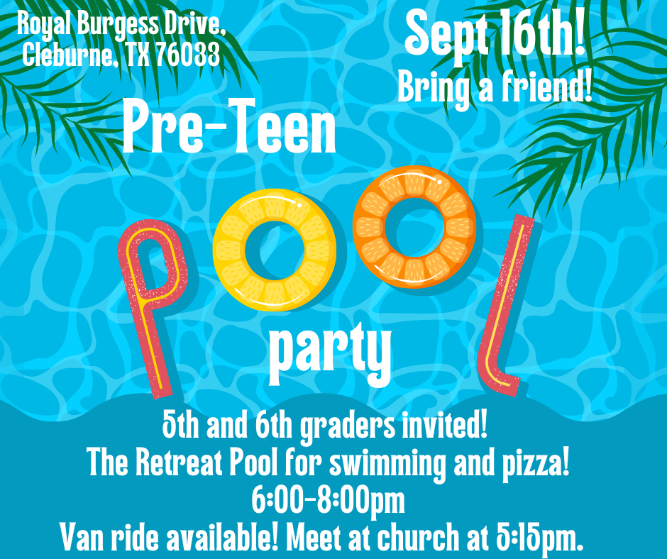 Pre-Teen Pool Party  Field Street Baptist