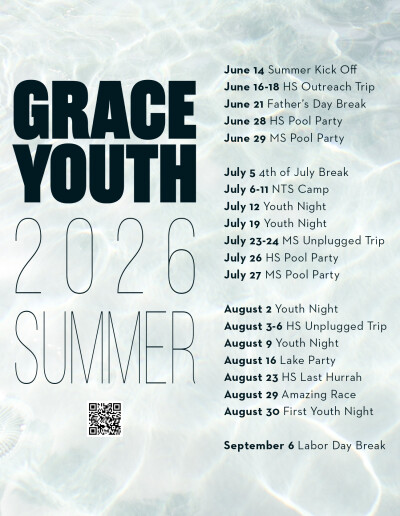 GraceYouth Summer Schedule 2026