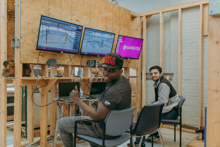 Students working in an electrical lab