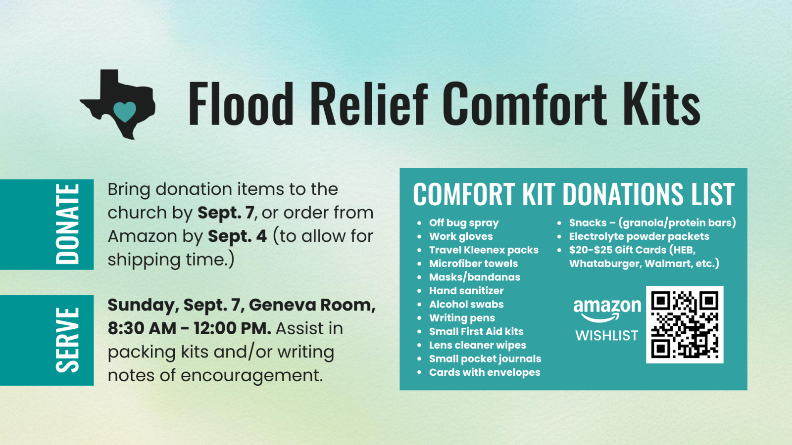 Flood Relief Comfort Kit Packing