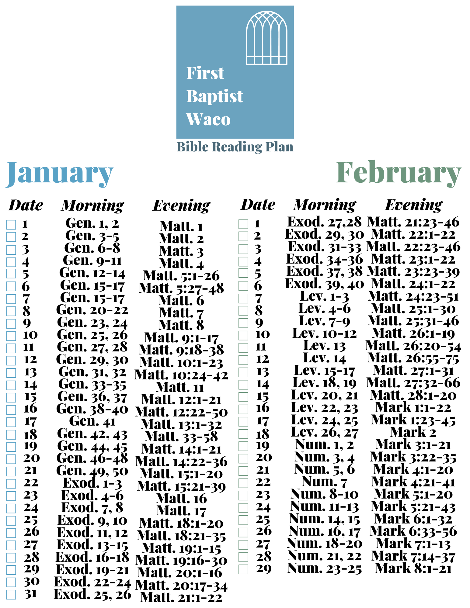 Bible Reading Plan Pg. 1