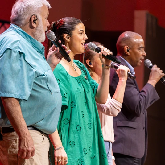 Sunday worship at First Colony