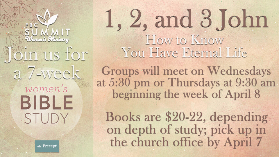 Women's Bible Study- 1, 2, & 3 John