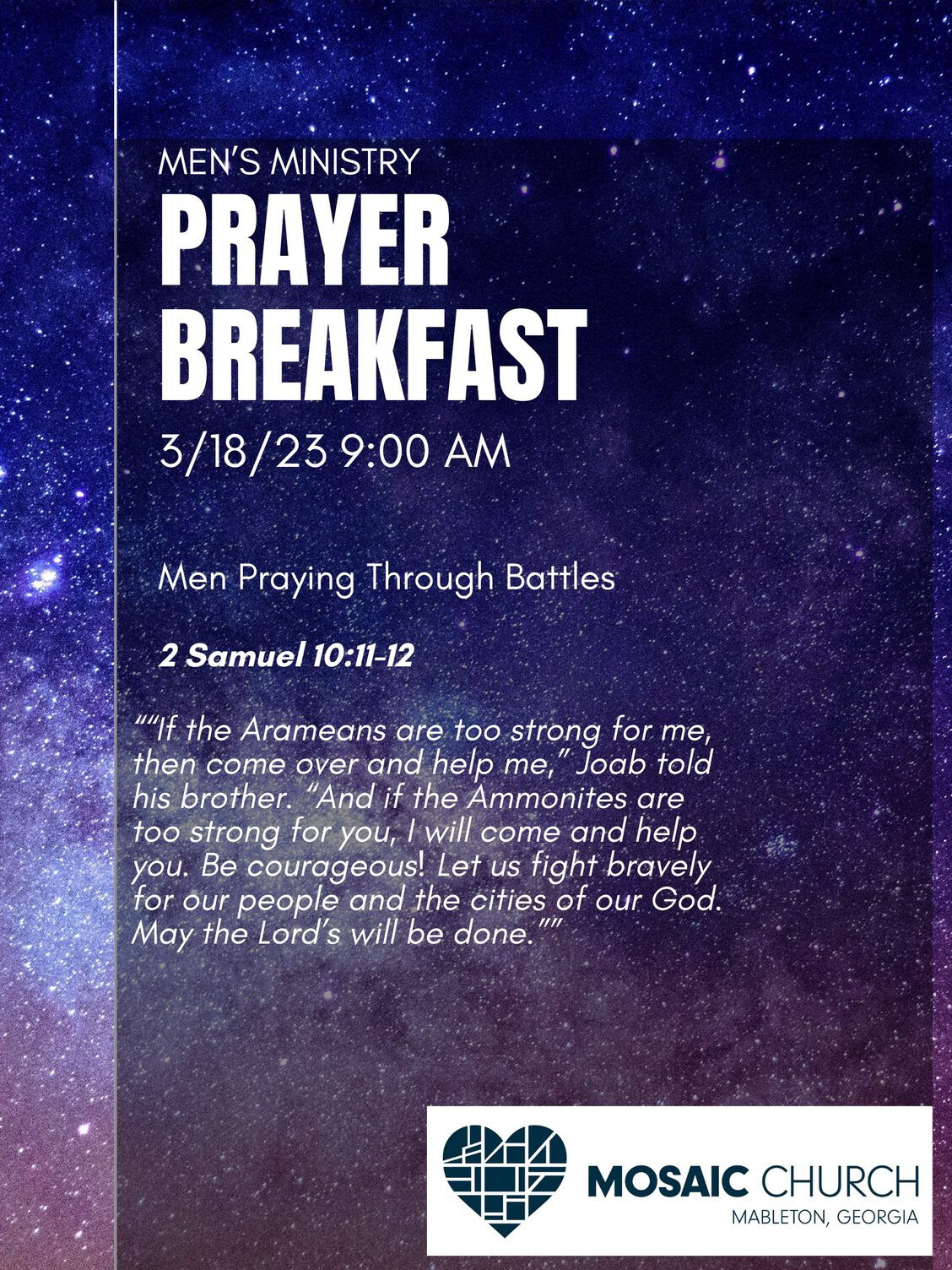 Men's Ministry Prayer Breakfast