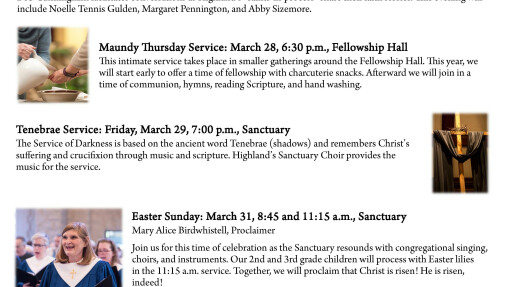 Holy Week Events at Highland 2024