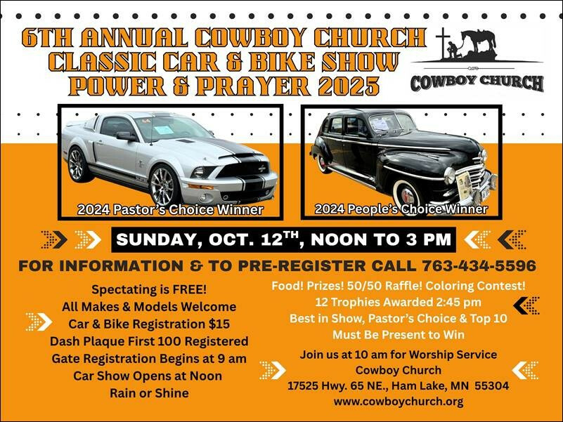 6th Annual Classic Car & Bike Show - Sunday October 12th