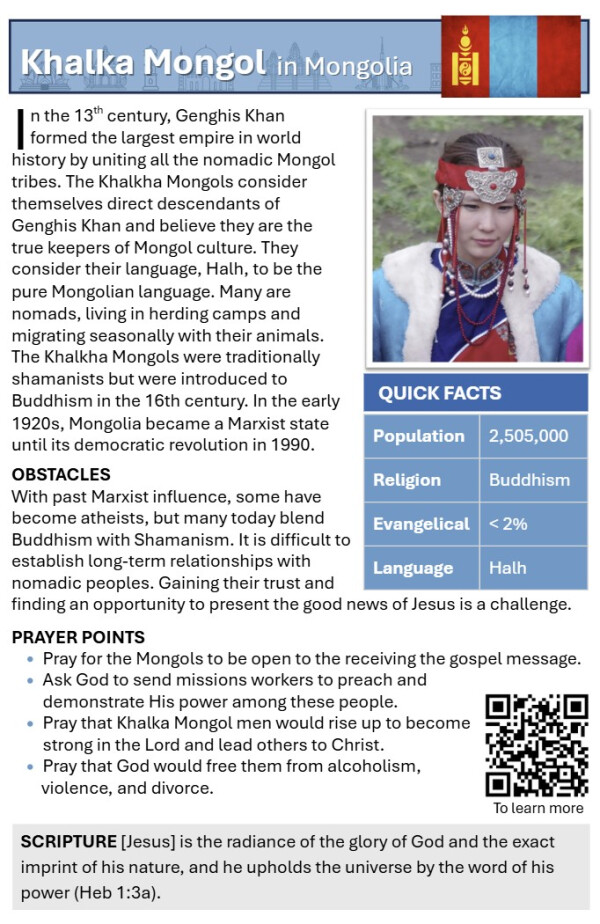 Khalka Mongol in Mongolia