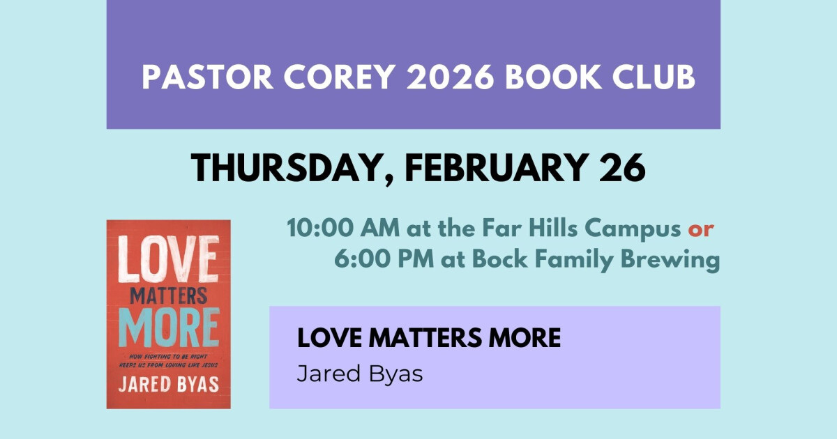 Corey Monk Pastor Corey 2026 Book Club @ Far Hills | Epiphany Lutheran Church ...