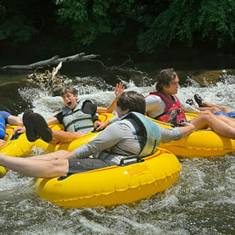 Group of students tubing