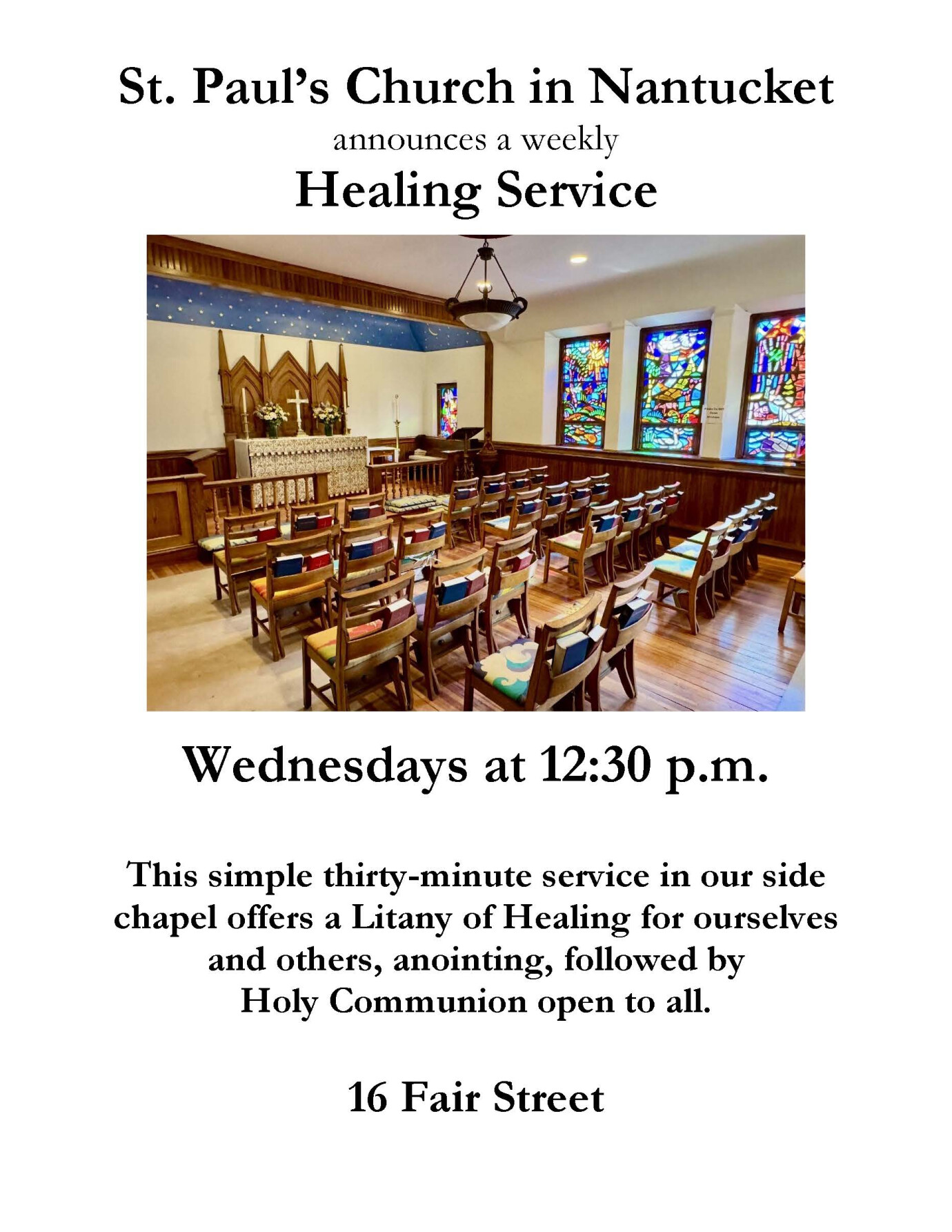 12:30 p.m. Healing Service 