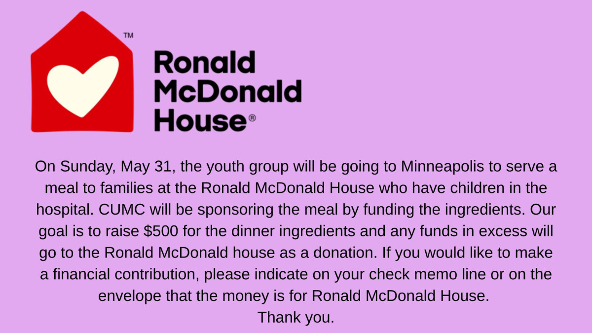3 - 7:30 PM - Youth Group @ Ronald McDonald House (Mpls)