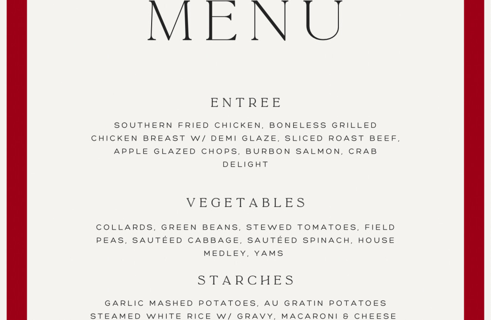 Buffet Weekly Menu