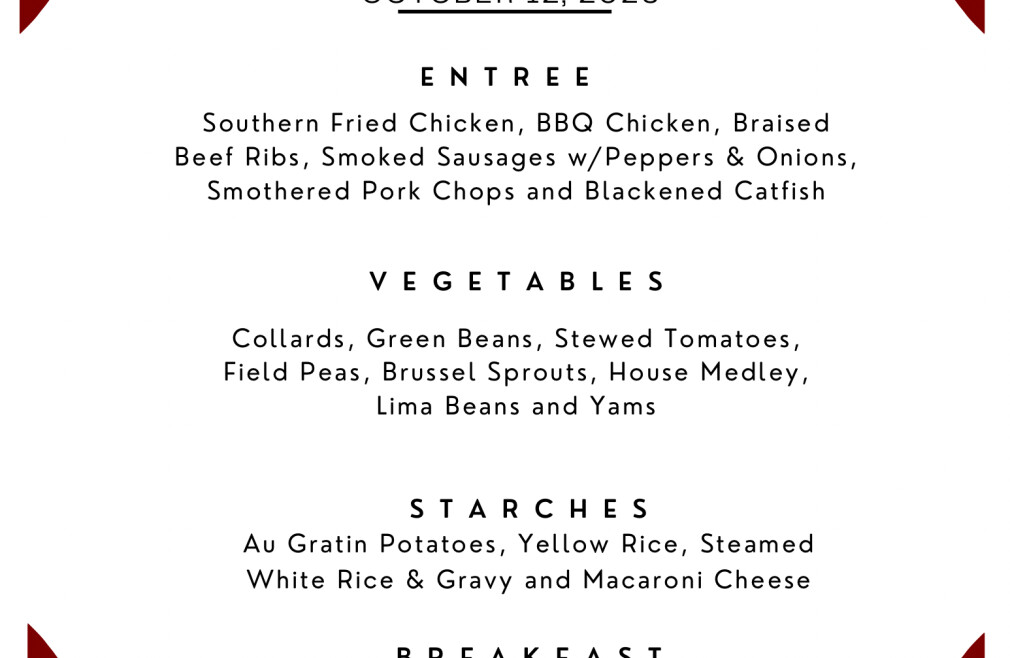 Buffet Weekly Menu
