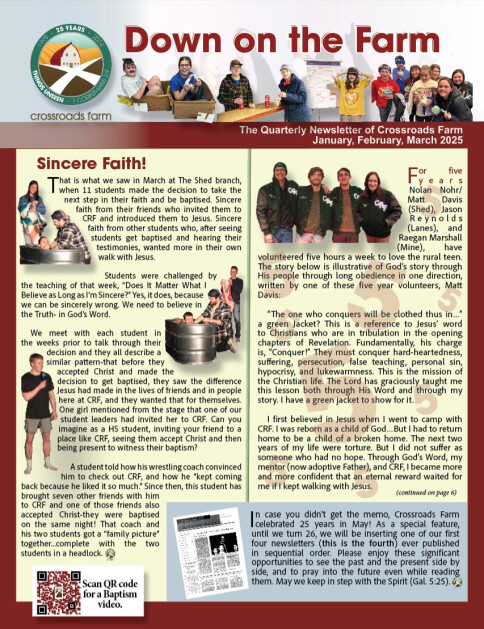Down On The Farm: The Quarterly Newsletter of Crossroads Farm (v.102)