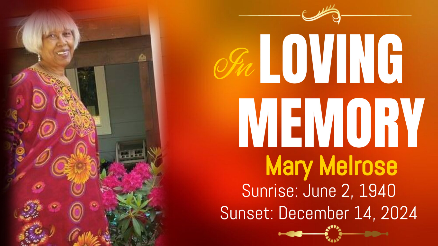 Live Stream Event - Funeral Service Mary Opal Melrose