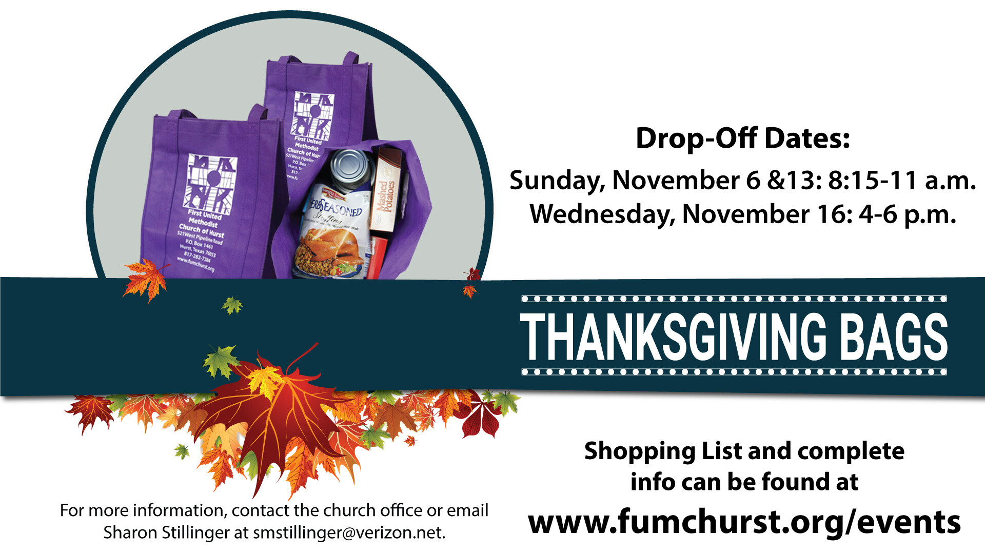 Thanksgiving Bag DropOff FUMC Hurst TX