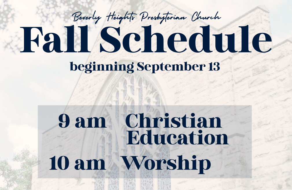 Back to Regular Worship Schedule