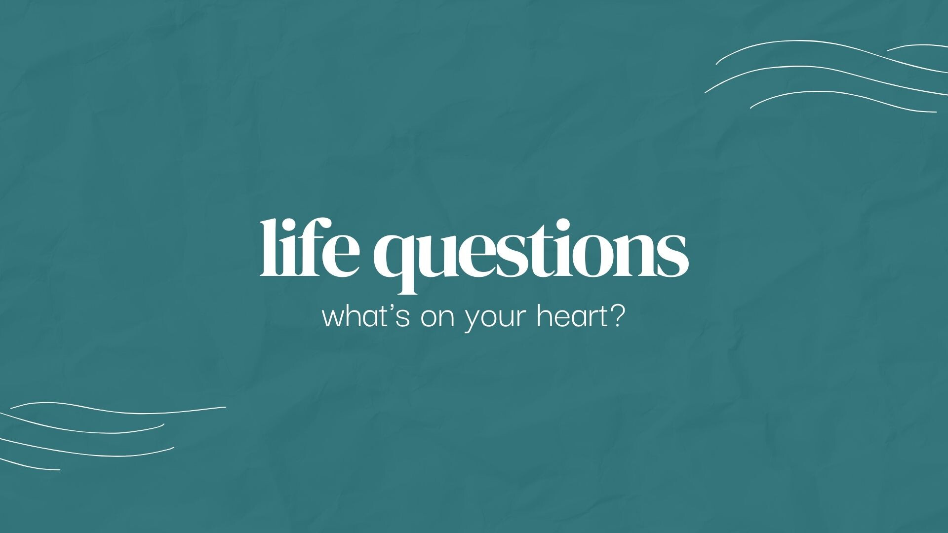 Life Questions, Part 1: Saturday, September 18, 6 PM episode artwork