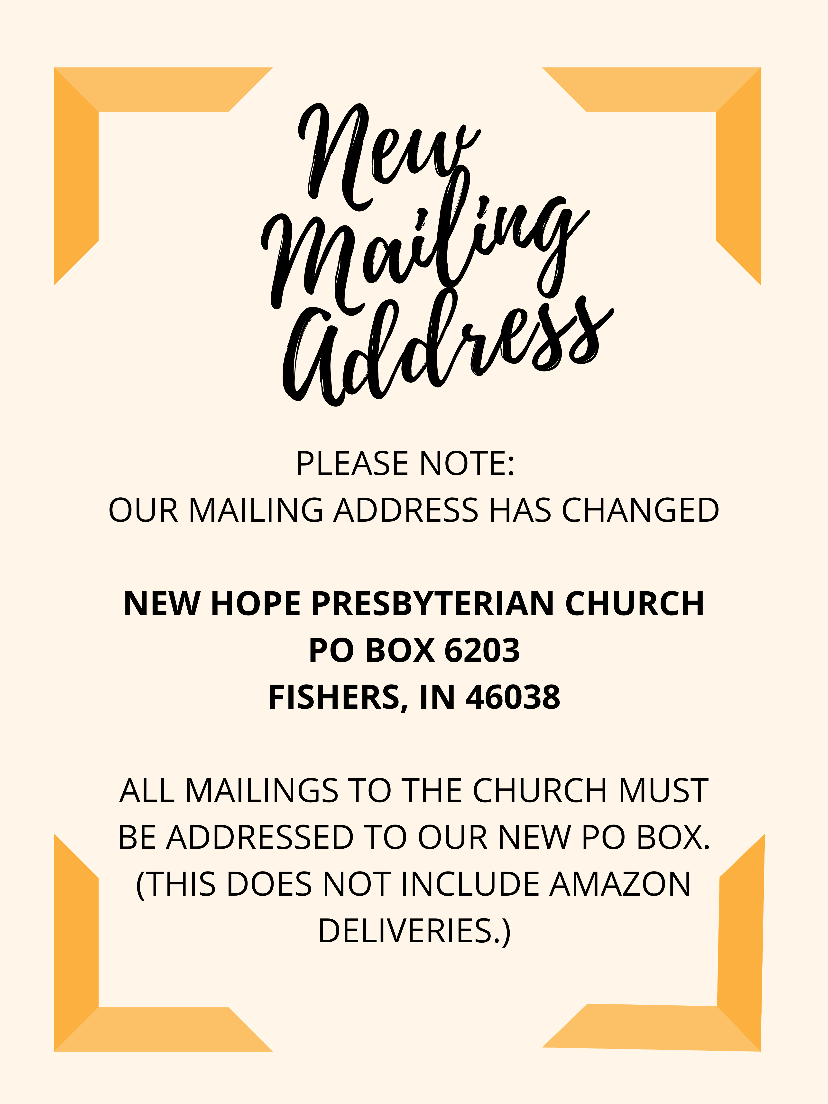Mailing Address Change New Hope Presbyterian Church Mailing address change new hope presbyterian church