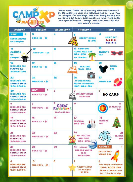 camp calendar