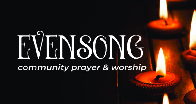 evensong title on background of candles