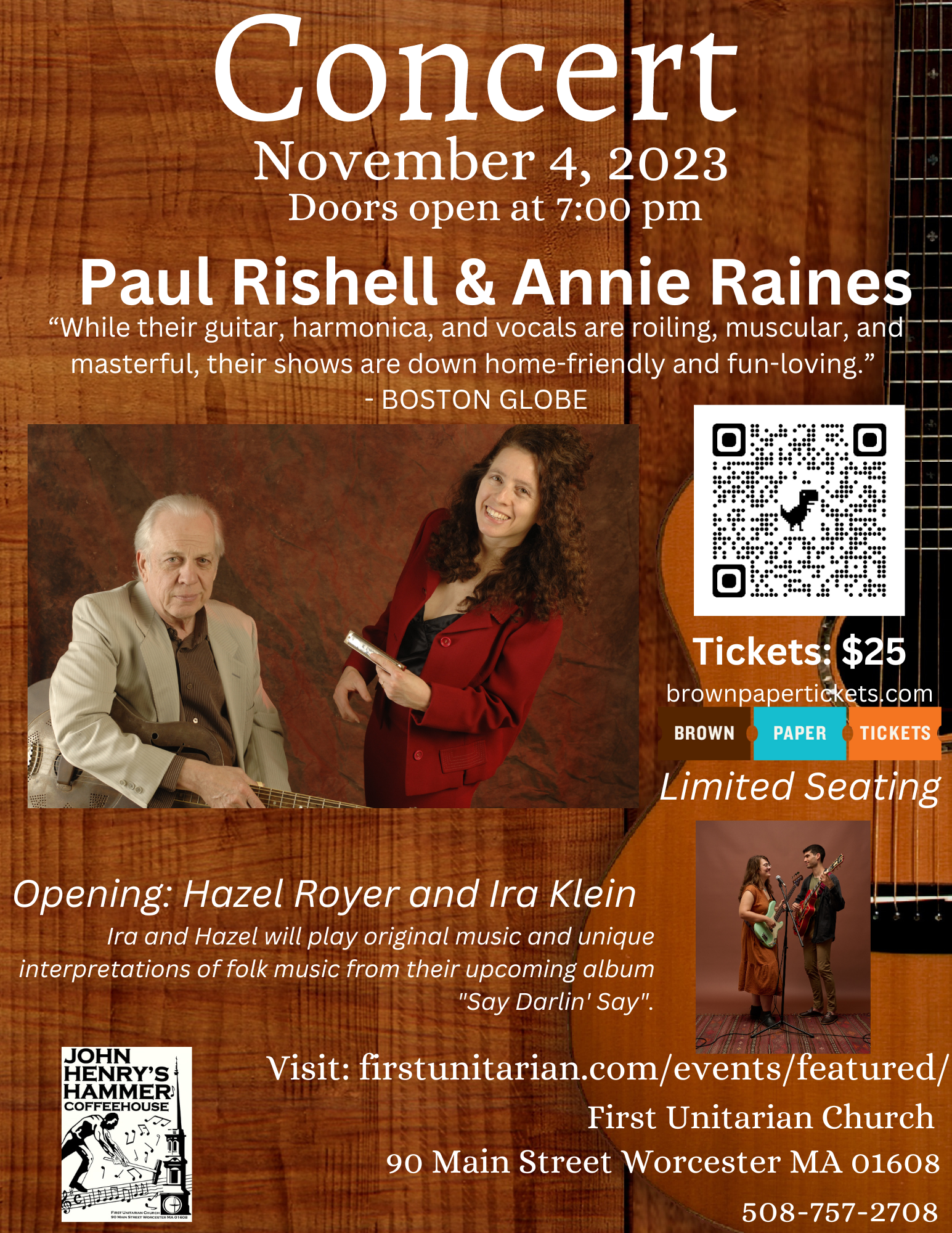Paul Rishell and Annie Raines Concert