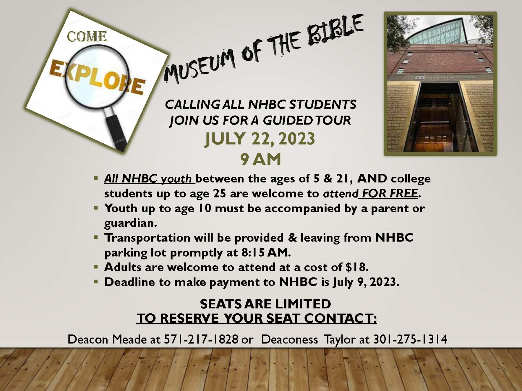 Museum of the Bible Guided Tour  (9:00 AM)