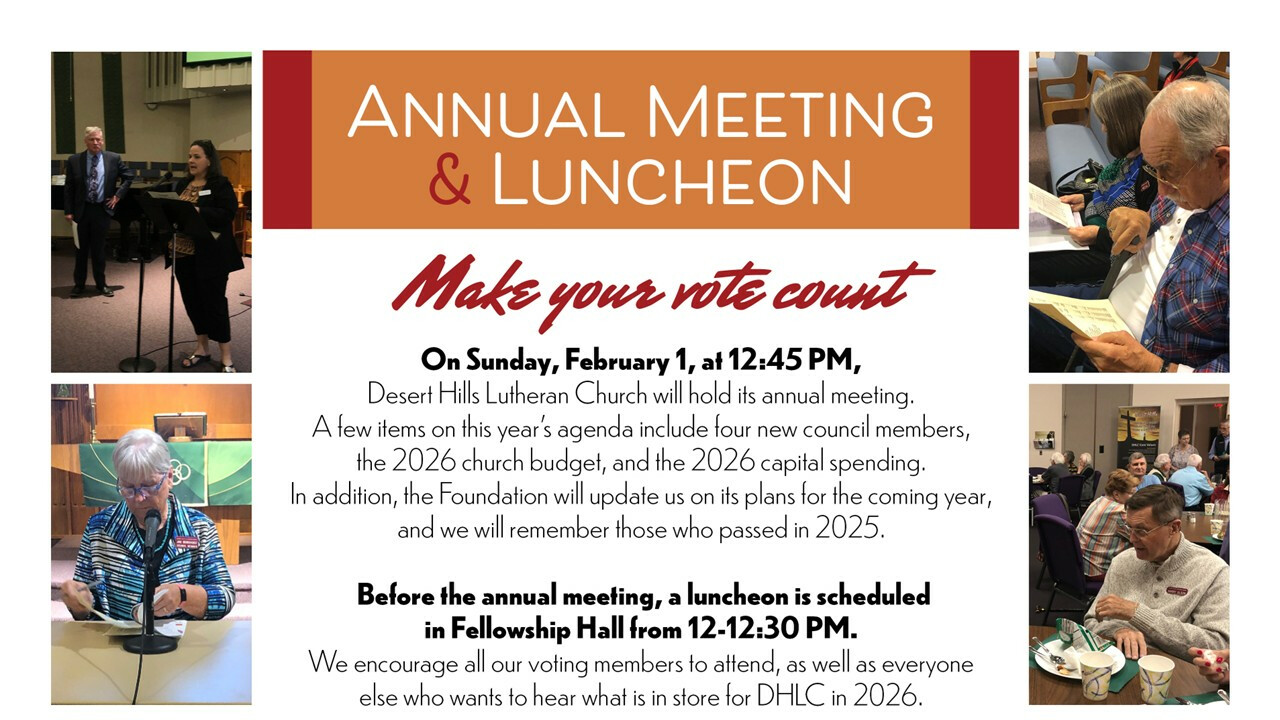 12 PM Annual Meeting and Luncheon