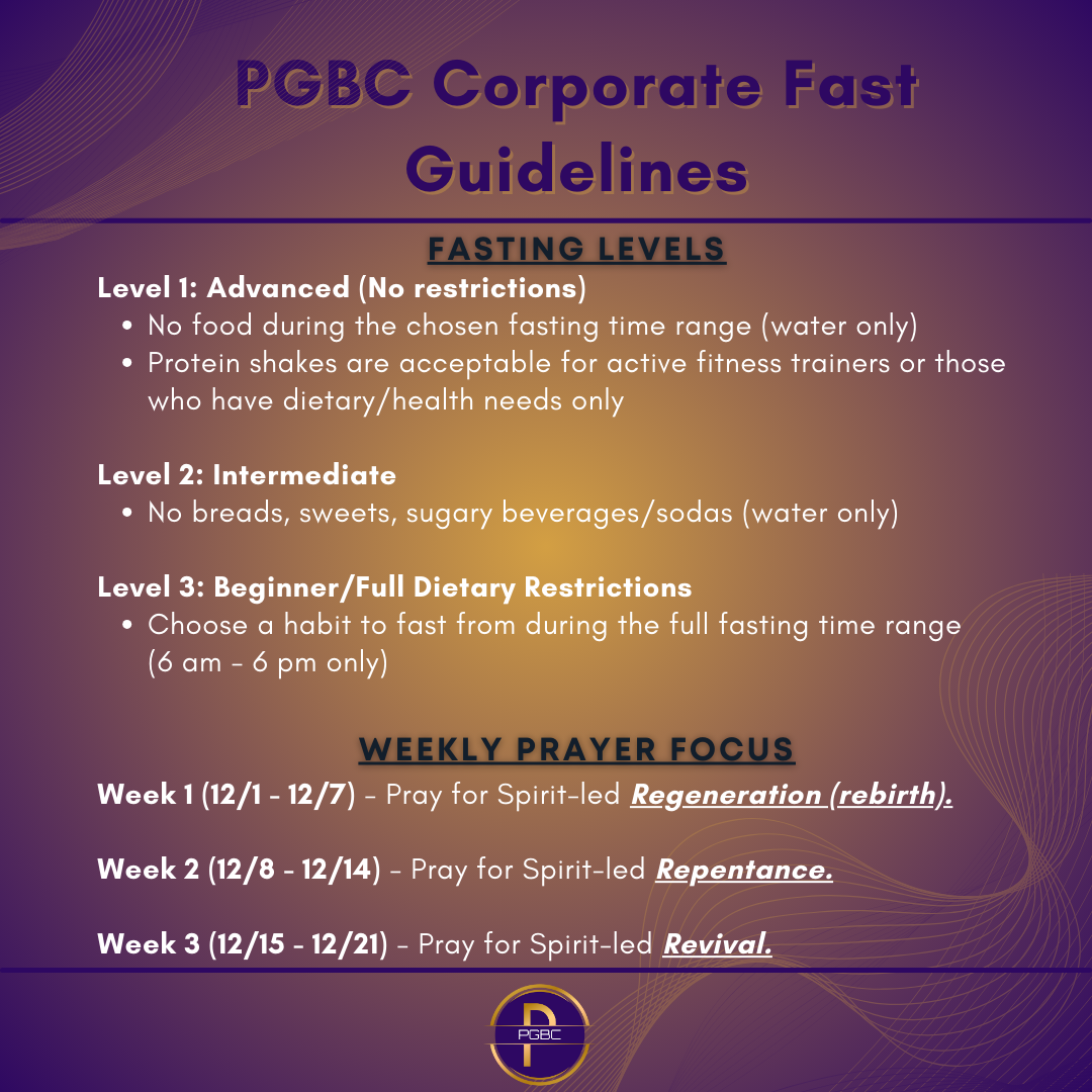 PGBC Fasting Guidelines