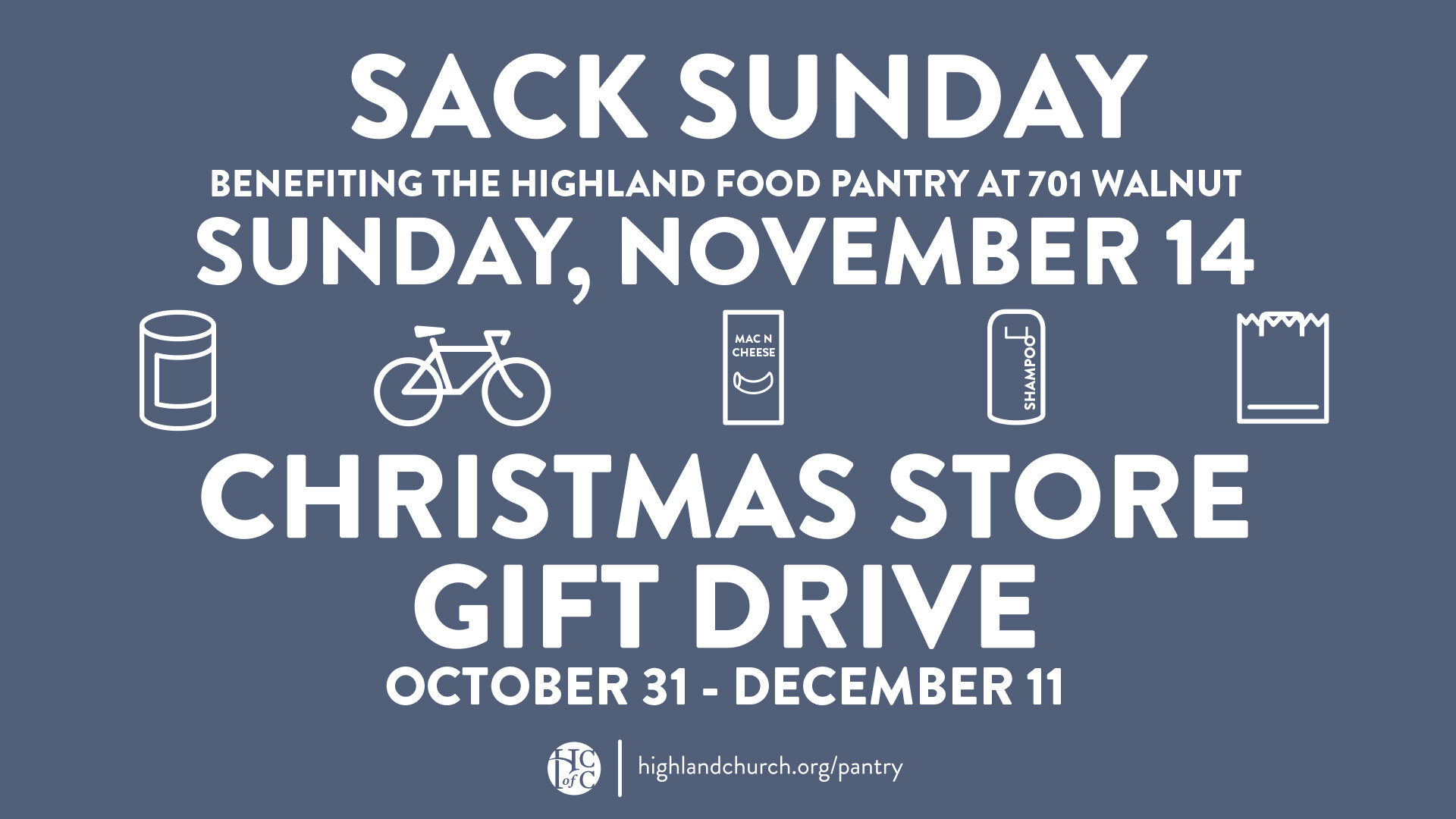 Sack Sunday and Christmas Store Gift Drive