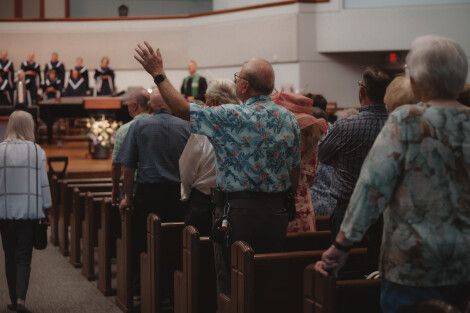 Traditional worship service at First Methodist Conroe