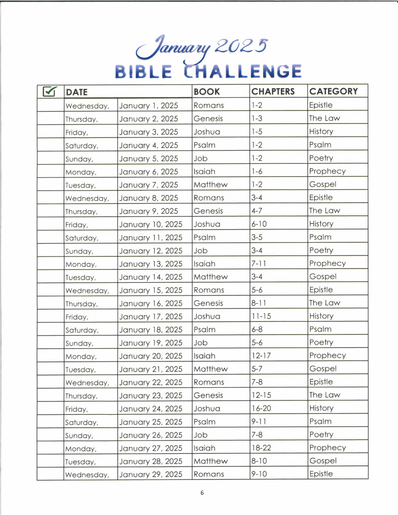 January 2025 Bible Challenge