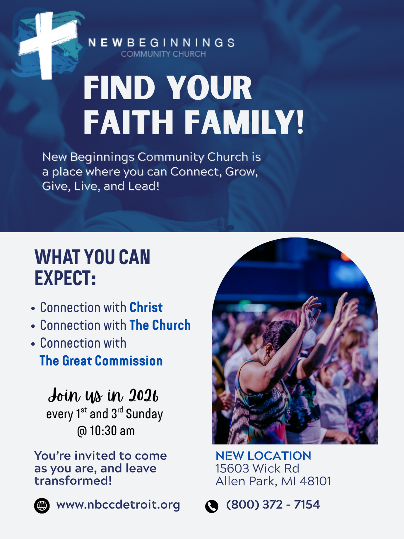 FIND YOUR FAITH FAMILY!! JOIN US AT OUR NEW LOCATION  EVERY 1ST AND 3RD SUNDAY AT 10:30AM 