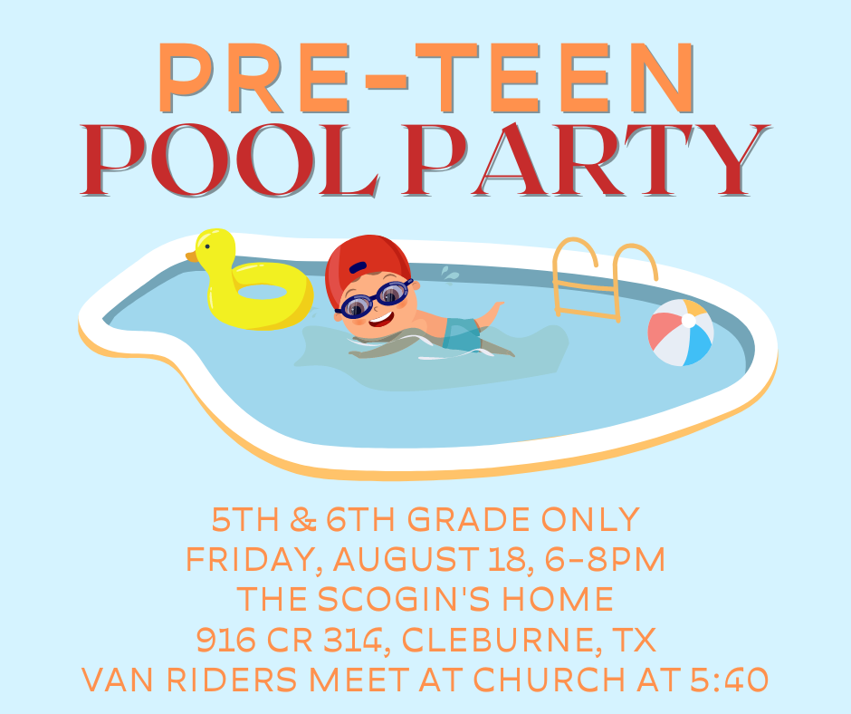 Pre-Teen Pool Party  Field Street Baptist