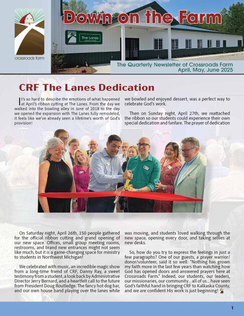 Down On The Farm: The Quarterly Newsletter of Crossroads Farm (v.103)