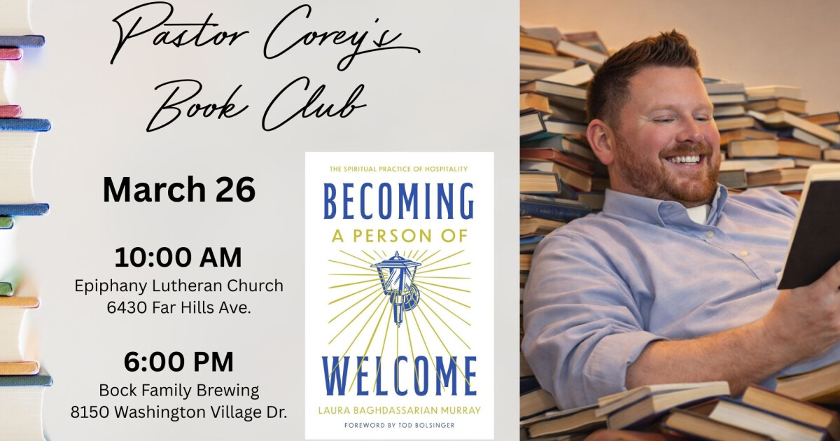 Corey Monk Pastor Corey 2026 Book Club @ Bock Family Brewing | Epiphany Lutheran ...