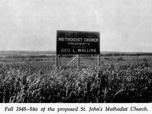 Photo taken in Fall of 1948 of the field where Saint John's UMC was to be built