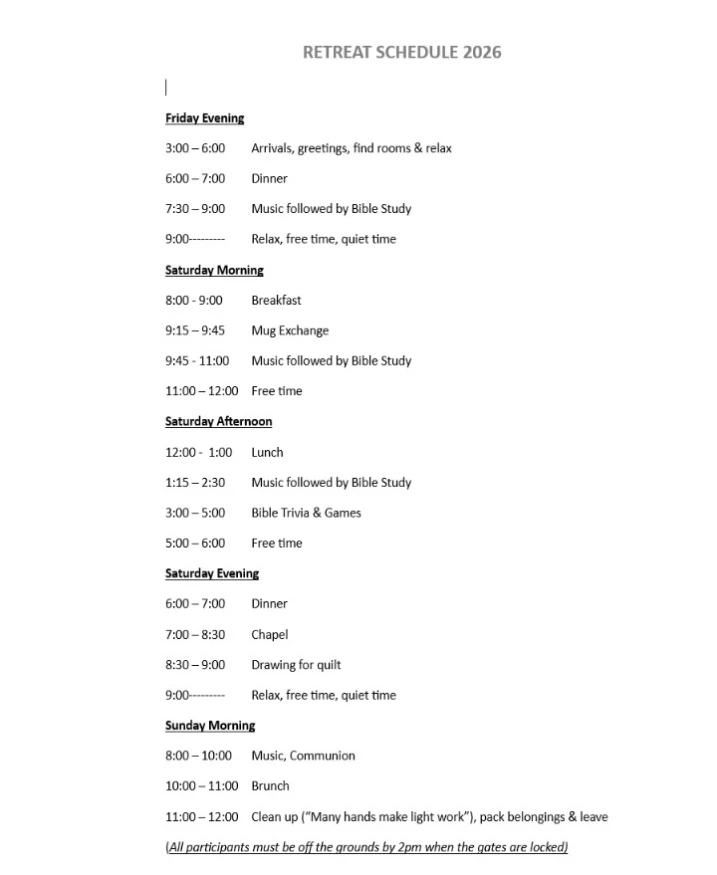 Retreat Schedule