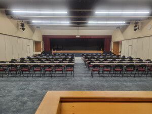 Linder Hall set up for large lecture