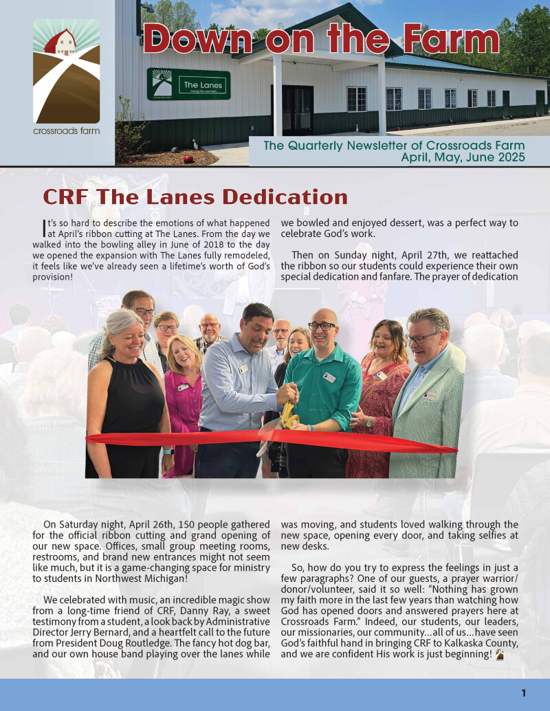 Down On The Farm: The Quarterly Newsletter of Crossroads Farm (v.103)