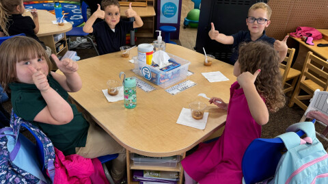 Kindergarteners learn all about apples