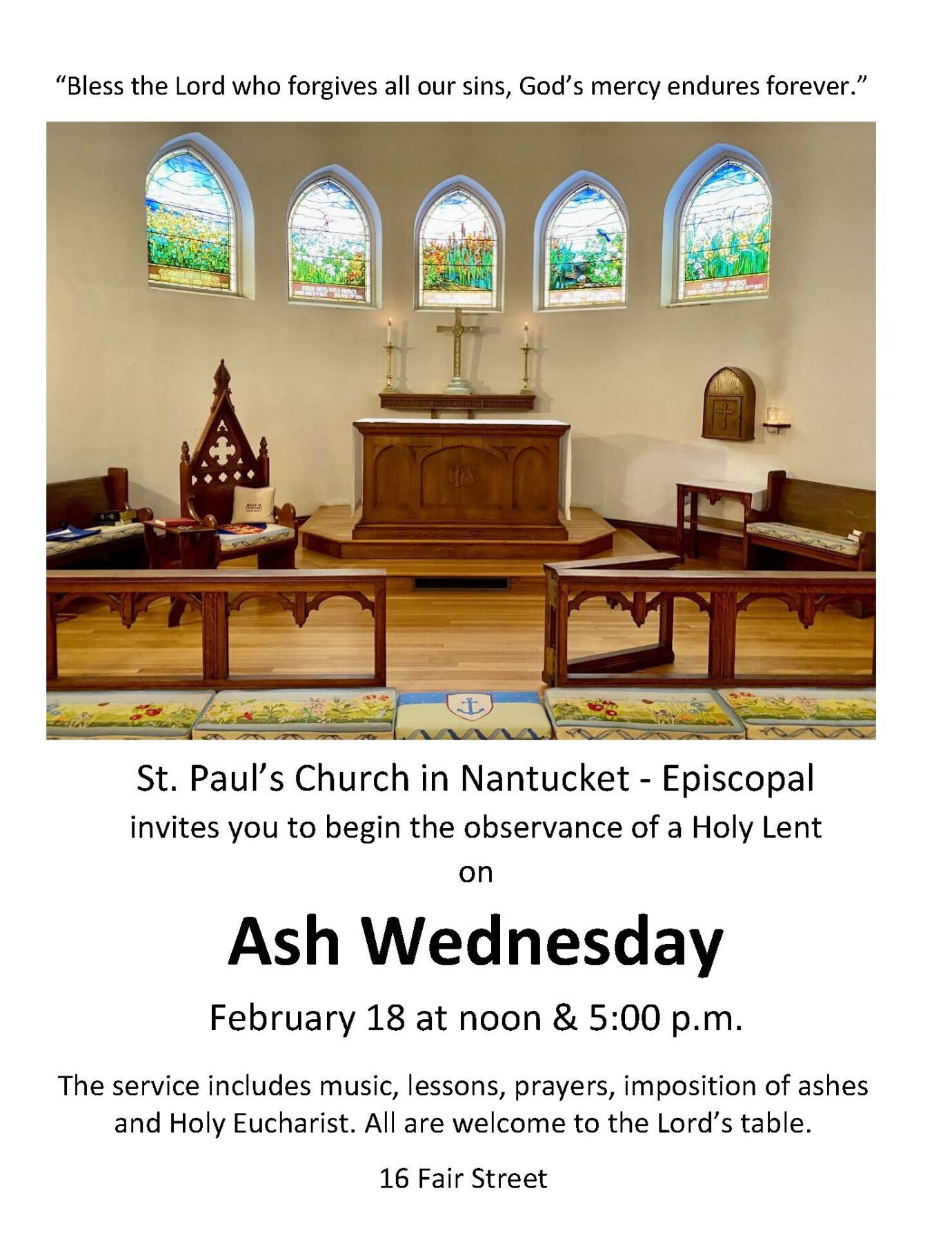 12:00 pm Impostion of Ashes