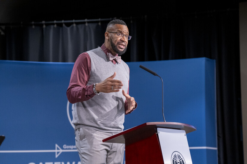 Pastor Kenneth Curry preaches at Gateway Seminary’s chapel service.