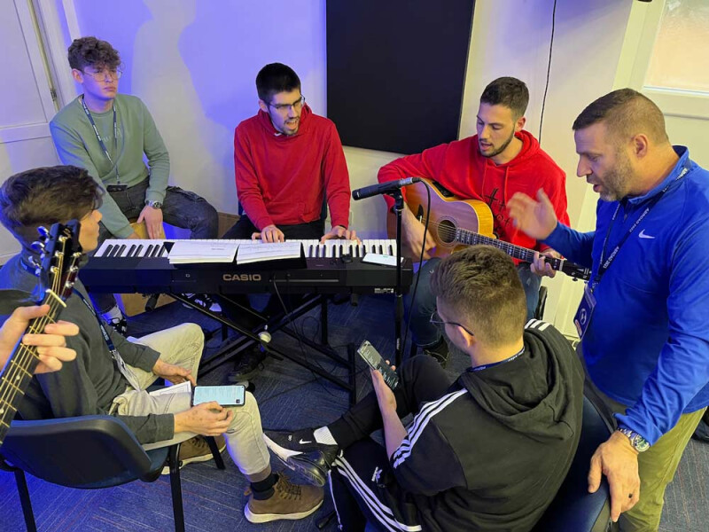 Matt helping prep for worship time