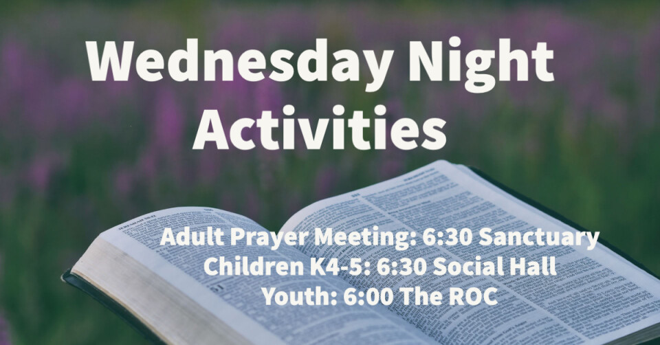 6:30 PM Adult Prayer Meeting/Nursery