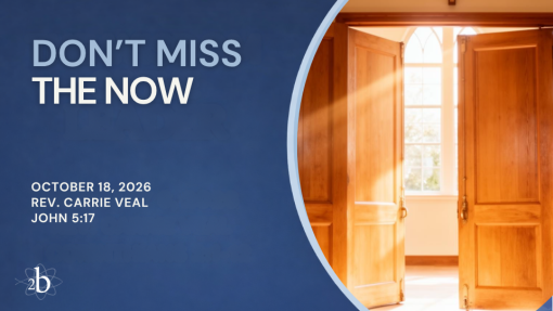 Don't Miss The Now | October 18, 2026 | Rev. Carrie Veal | John 5:17