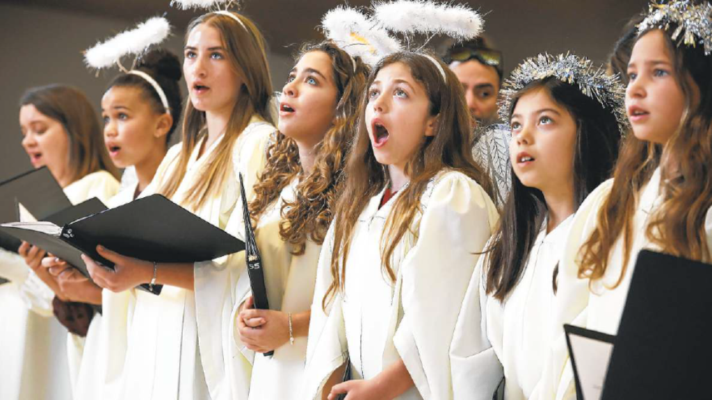 Teen choir singing