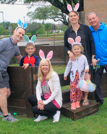 Family with Easter bunny